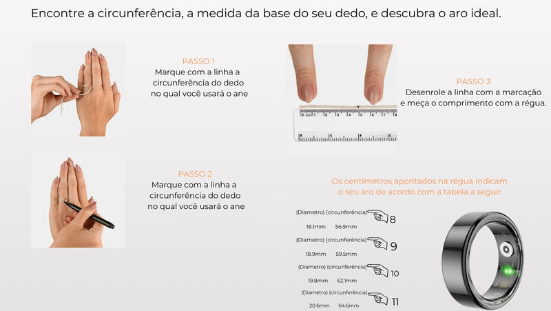 Anel Azzus Inteligente de Monitoramento de Saúde + Brinde ©